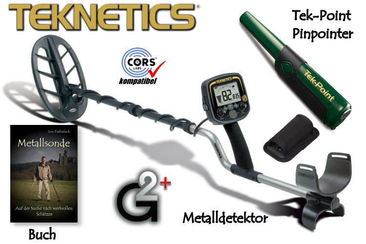 Metalldetektor Teknetics G2 plus Ausrüstungspaket II (Metalldetektor & Tek-Point Pinpointer & Schatzsucherhandbuch)